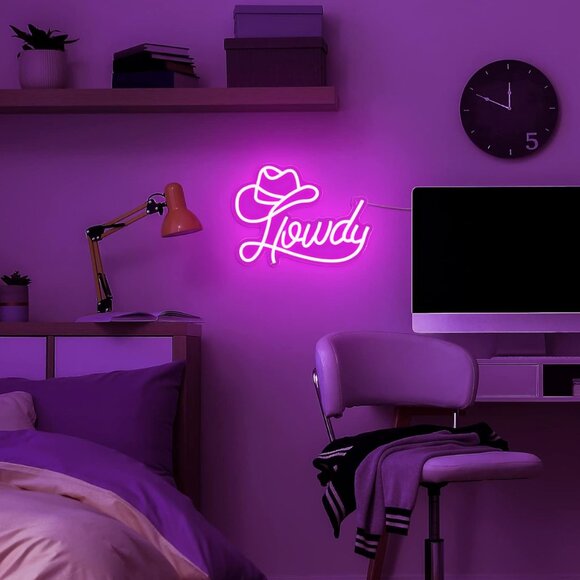 HOWDY COWBOY HAT NEON LED SIGN - Picture 3 of 6